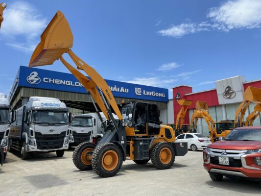 xuất khẩu máy xúc lật sang lào